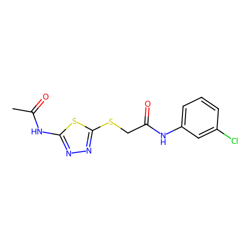 2-((5-acetamido-1,3,4-thiadiazol-2-yl)thio)-N-(3-chlorophenyl)acetamide structure
