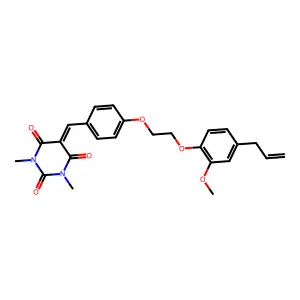 5-[[4-[2-(2-methoxy-4-prop-2-enylphenoxy)ethoxy]phenyl]methylidene]-1,3-dimethyl-1,3-diazinane-2,4,6-trione structure