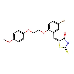 (5Z)-5-[[5-bromo-2-[2-(4-methoxyphenoxy)ethoxy]phenyl]methylidene]-2-sulfanylidene-1,3-thiazolidin-4-one structure