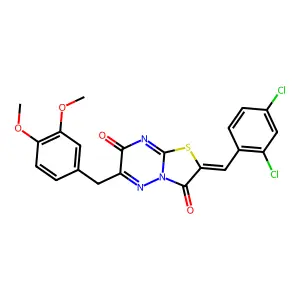 (2Z)-2-(2,4-dichlorobenzylidene)-6-(3,4-dimethoxybenzyl)-7H-[1,3]thiazolo[3,2-b][1,2,4]triazine-3,7(2H)-dione structure