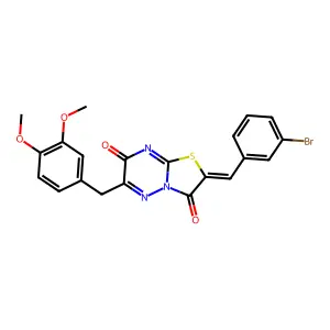 (2Z)-2-(3-bromobenzylidene)-6-(3,4-dimethoxybenzyl)-7H-[1,3]thiazolo[3,2-b][1,2,4]triazine-3,7(2H)-dione structure