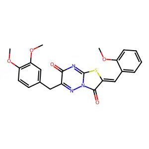(2Z)-6-(3,4-dimethoxybenzyl)-2-(2-methoxybenzylidene)-7H-[1,3]thiazolo[3,2-b][1,2,4]triazine-3,7(2H)-dione structure
