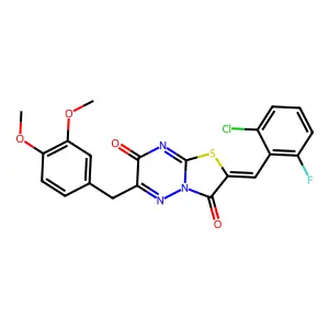 (2Z)-2-(2-chloro-6-fluorobenzylidene)-6-(3,4-dimethoxybenzyl)-7H-[1,3]thiazolo[3,2-b][1,2,4]triazine-3,7(2H)-dione structure