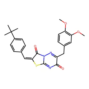 (2Z)-2-(4-tert-butylbenzylidene)-6-(3,4-dimethoxybenzyl)-7H-[1,3]thiazolo[3,2-b][1,2,4]triazine-3,7(2H)-dione structure