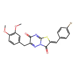 (2Z)-2-(4-bromobenzylidene)-6-(3,4-dimethoxybenzyl)-7H-[1,3]thiazolo[3,2-b][1,2,4]triazine-3,7(2H)-dione structure