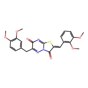 (2Z)-6-(3,4-dimethoxybenzyl)-2-(2,3-dimethoxybenzylidene)-7H-[1,3]thiazolo[3,2-b][1,2,4]triazine-3,7(2H)-dione structure