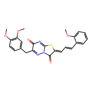(2Z)-6-(3,4-dimethoxybenzyl)-2-[(2E)-3-(2-methoxyphenyl)prop-2-en-1-ylidene]-7H-[1,3]thiazolo[3,2-b][1,2,4]triazine-3,7(2H)-dione structure