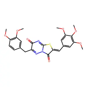 (2Z)-6-(3,4-dimethoxybenzyl)-2-(3,4,5-trimethoxybenzylidene)-7H-[1,3]thiazolo[3,2-b][1,2,4]triazine-3,7(2H)-dione structure