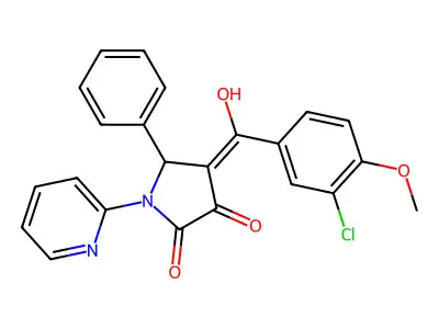 4-(3-chloro-4-methoxybenzoyl)-3-hydroxy-5-phenyl-1-(pyridin-2-yl)-2,5-dihydro-1H-pyrrol-2-one structure