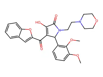 4-(benzo[d]furan-2-ylcarbonyl)-5-(2,3-dimethoxyphenyl)-3-hydroxy-1-(2-morpholi n-4-ylethyl)-3-pyrrolin-2-one structure