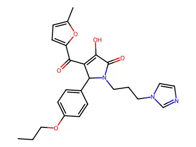 3-hydroxy-1-[3-(1H-imidazol-1-yl)propyl]-4-(5-methyl-2-furoyl)-5-(4-propoxyphenyl)-1,5-dihydro-2H-pyrrol-2-one structure