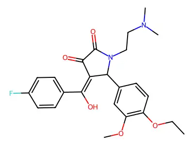 1-(2-dimethylaminoethyl)-5-(4-ethoxy-3-methoxyphenyl)-4-[(4-fluorophenyl)-hydroxymethylidene]pyrrolidine-2,3-dione structure