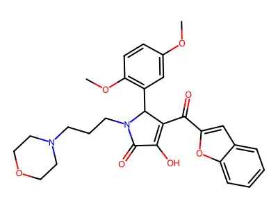 4-(benzo[d]furan-2-ylcarbonyl)-5-(2,5-dimethoxyphenyl)-3-hydroxy-1-(3-morpholi n-4-ylpropyl)-3-pyrrolin-2-one structure