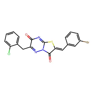 (2Z)-2-(3-bromobenzylidene)-6-(2-chlorobenzyl)-7H-[1,3]thiazolo[3,2-b][1,2,4]triazine-3,7(2H)-dione structure