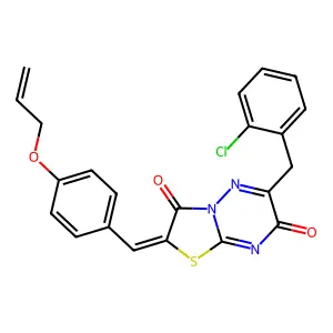 (2Z)-6-(2-chlorobenzyl)-2-[4-(prop-2-en-1-yloxy)benzylidene]-7H-[1,3]thiazolo[3,2-b][1,2,4]triazine-3,7(2H)-dione structure
