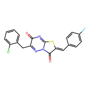 (2Z)-6-(2-chlorobenzyl)-2-(4-fluorobenzylidene)-7H-[1,3]thiazolo[3,2-b][1,2,4]triazine-3,7(2H)-dione structure