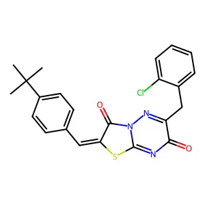 (2Z)-2-(4-tert-butylbenzylidene)-6-(2-chlorobenzyl)-7H-[1,3]thiazolo[3,2-b][1,2,4]triazine-3,7(2H)-dione structure