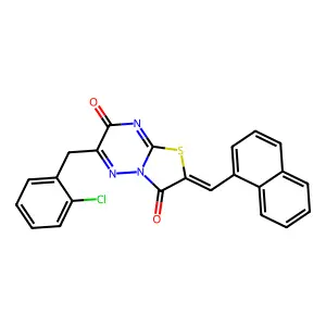 (2Z)-6-(2-chlorobenzyl)-2-(naphthalen-1-ylmethylidene)-7H-[1,3]thiazolo[3,2-b][1,2,4]triazine-3,7(2H)-dione structure