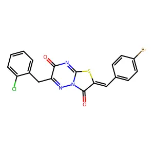 (2Z)-2-(4-bromobenzylidene)-6-(2-chlorobenzyl)-7H-[1,3]thiazolo[3,2-b][1,2,4]triazine-3,7(2H)-dione structure