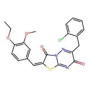 (2Z)-6-(2-chlorobenzyl)-2-(4-ethoxy-3-methoxybenzylidene)-7H-[1,3]thiazolo[3,2-b][1,2,4]triazine-3,7(2H)-dione structure