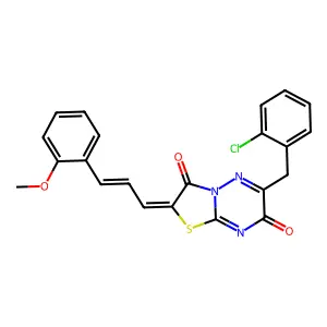 (2Z)-6-(2-chlorobenzyl)-2-[(2E)-3-(2-methoxyphenyl)prop-2-en-1-ylidene]-7H-[1,3]thiazolo[3,2-b][1,2,4]triazine-3,7(2H)-dione structure