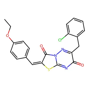 (2Z)-6-(2-chlorobenzyl)-2-(4-ethoxybenzylidene)-7H-[1,3]thiazolo[3,2-b][1,2,4]triazine-3,7(2H)-dione structure