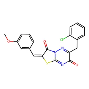 (2Z)-6-(2-chlorobenzyl)-2-(3-methoxybenzylidene)-7H-[1,3]thiazolo[3,2-b][1,2,4]triazine-3,7(2H)-dione structure