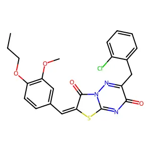 (2Z)-6-(2-chlorobenzyl)-2-(3-methoxy-4-propoxybenzylidene)-7H-[1,3]thiazolo[3,2-b][1,2,4]triazine-3,7(2H)-dione structure