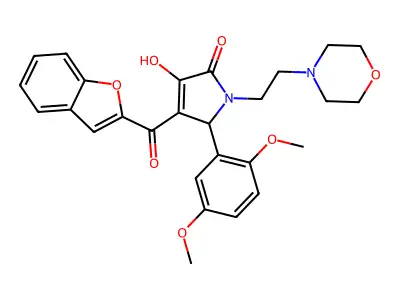 4-(benzo[d]furan-2-ylcarbonyl)-5-(2,5-dimethoxyphenyl)-3-hydroxy-1-(2-morpholi n-4-ylethyl)-3-pyrrolin-2-one structure