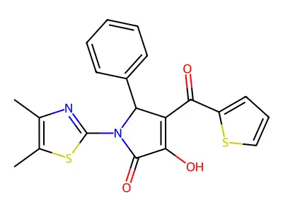 1-(4,5-dimethylthiazol-2-yl)-3-hydroxy-5-phenyl-4-(thiophene-2-carbonyl)-1H-pyrrol-2(5H)-one structure