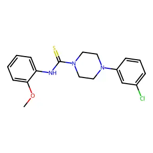 4-(3-chlorophenyl)-N-(2-methoxyphenyl)piperazine-1-carbothioamide structure