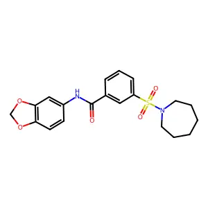 3-(azepan-1-ylsulfonyl)-N-(1,3-benzodioxol-5-yl)benzamide structure