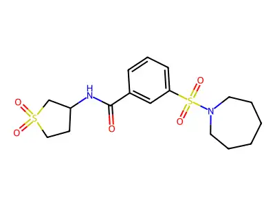 3-(azepan-1-ylsulfonyl)-N-(1,1-dioxidotetrahydrothiophen-3-yl)benzamide structure