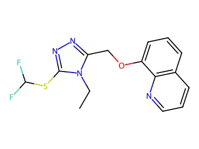 8-((5-((difluoromethyl)thio)-4-ethyl-4H-1,2,4-triazol-3-yl)methoxy)quinoline structure