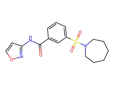 3-(azepan-1-ylsulfonyl)-N-(1,2-oxazol-3-yl)benzamide structure