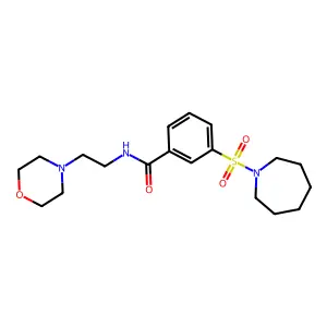 3-(1-azepanylsulfonyl)-N-[2-(4-morpholinyl)ethyl]benzamide structure