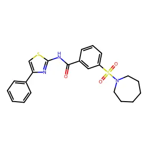 3-(azepan-1-ylsulfonyl)-N-(4-phenyl-1,3-thiazol-2-yl)benzamide structure