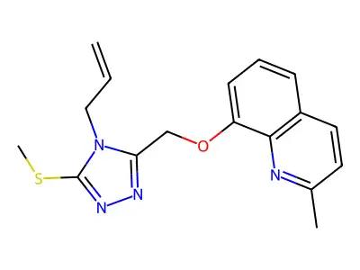 2-Methyl-8-[(5-methylsulfanyl-4-prop-2-enyl-1,2,4-triazol-3-yl)methoxy]quinoline structure