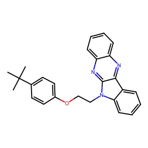 6-[2-(4-tert-butylphenoxy)ethyl]-6H-indolo[2,3-b]quinoxaline structure