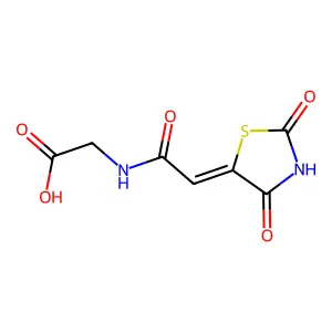 (Z)-2-(2-(2,4-dioxothiazolidin-5-ylidene)acetamido)acetic acid structure