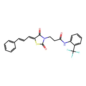 3-(5-cinnamylidene-2,4-dioxo-1,3-thiazolidin-3-yl)-N-[2-(trifluoromethyl)phenyl]propanamide structure