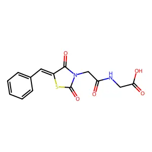 (Z)-2-(2-(5-benzylidene-2,4-dioxothiazolidin-3-yl)acetamido)acetic acid structure