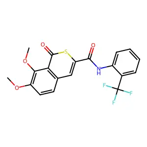 7,8-dimethoxy-1-oxo-N-[2-(trifluoromethyl)phenyl]-1H-isothiochromene-3-carboxamide structure