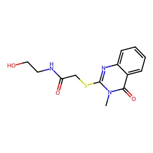N-(2-hydroxyethyl)-2-(3-methyl-4-oxoquinazolin-2-yl)sulfanylacetamide structure
