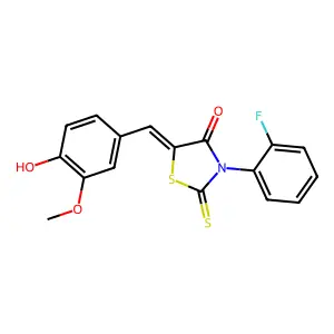 3-(2-Fluorophenyl)-5-[(4-hydroxy-3-methoxyphenyl)methylene]-2-thioxo-4-thiazolidinone structure