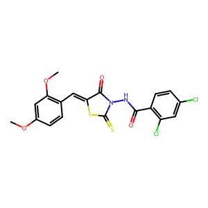 (Z)-2,4-dichloro-N-(5-(2,4-dimethoxybenzylidene)-4-oxo-2-thioxothiazolidin-3-yl)benzamide structure
