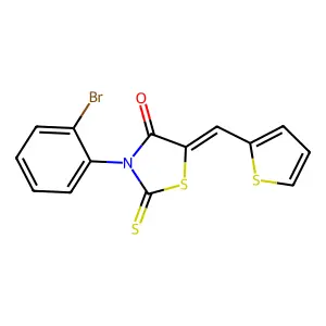(Z)-3-(2-bromophenyl)-5-(thiophen-2-ylmethylene)-2-thioxothiazolidin-4-one structure