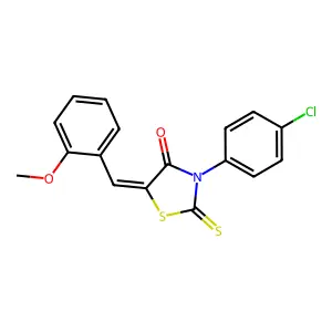 (Z)-3-(4-chlorophenyl)-5-(2-methoxybenzylidene)-2-thioxothiazolidin-4-one structure