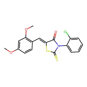 (5Z)-3-(2-chlorophenyl)-5-(2,4-dimethoxybenzylidene)-2-thioxo-1,3-thiazolidin-4-one structure