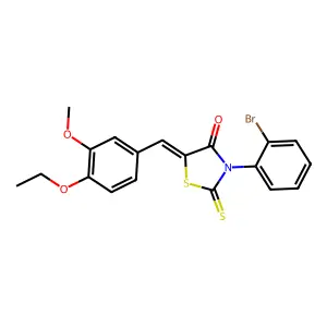 (5Z)-3-(2-bromophenyl)-5-(4-ethoxy-3-methoxybenzylidene)-2-thioxo-1,3-thiazolidin-4-one structure